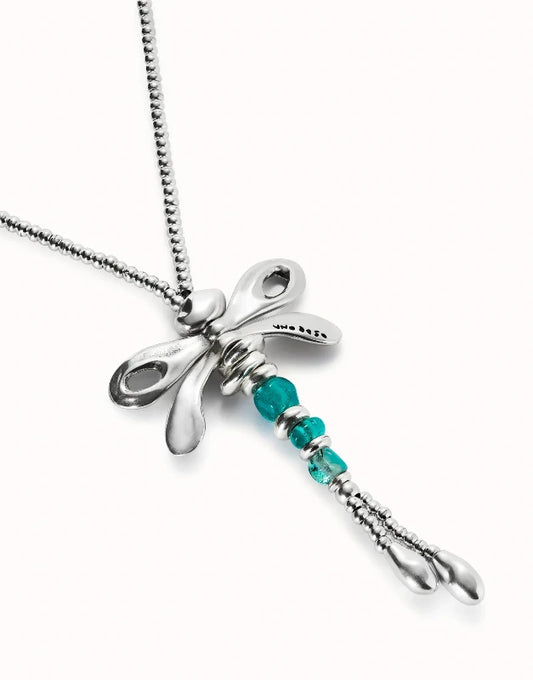 Uno de 50 Dragonfly necklace with green crystals - Carathea jewellers