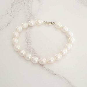 silver white barrel shape pearl bracelet - Carathea jewellers