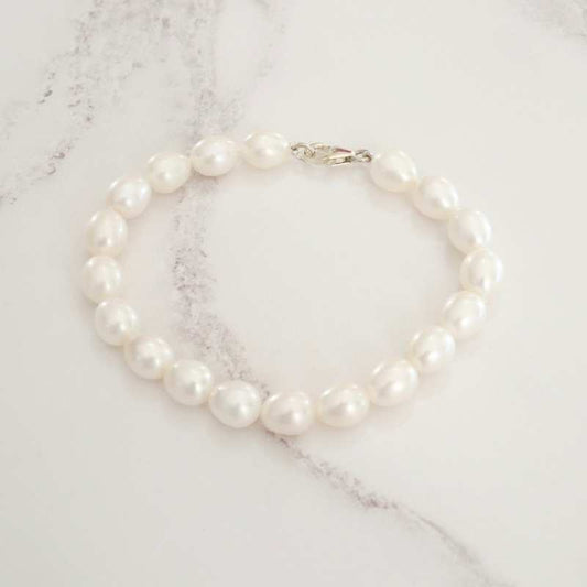 silver white barrel shape pearl bracelet - Carathea jewellers