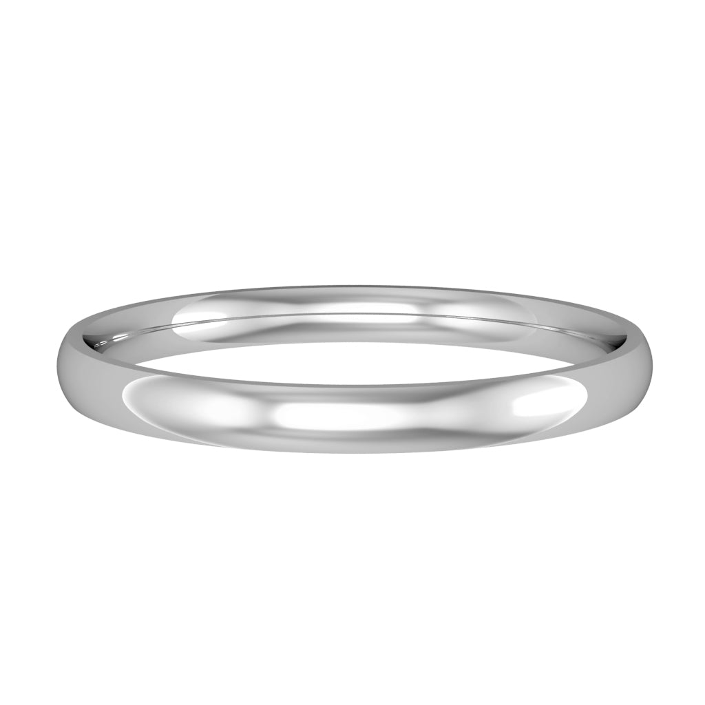 White Gold 2mm Essential Court Shaped Wedding Ring