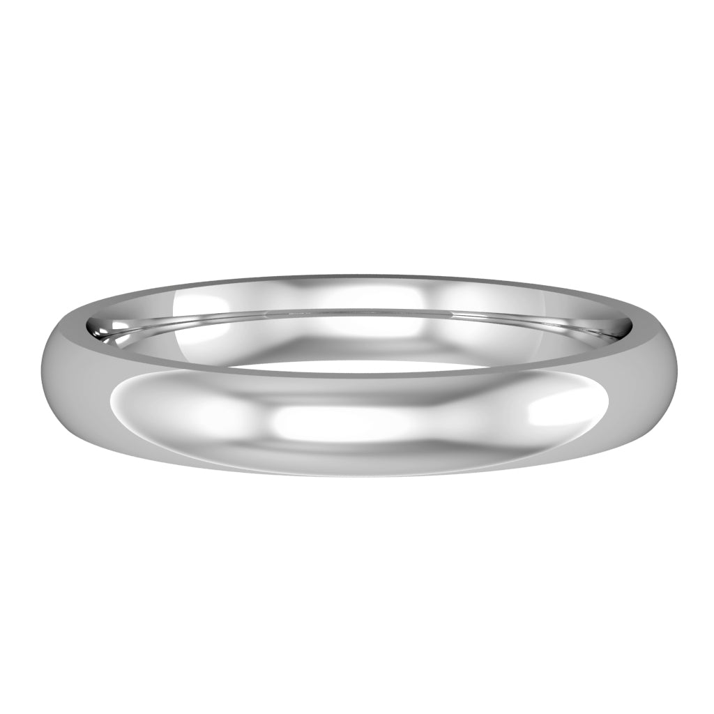 white gold 3mm essential court-shaped wedding ring | Carathea Jewellers
