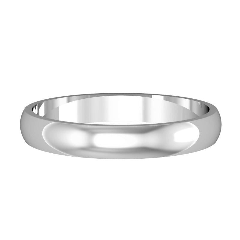 white gold 3mm essential d-shape wedding ring | Carathea