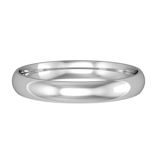 white gold 3mm light court wedding ring | Carathea