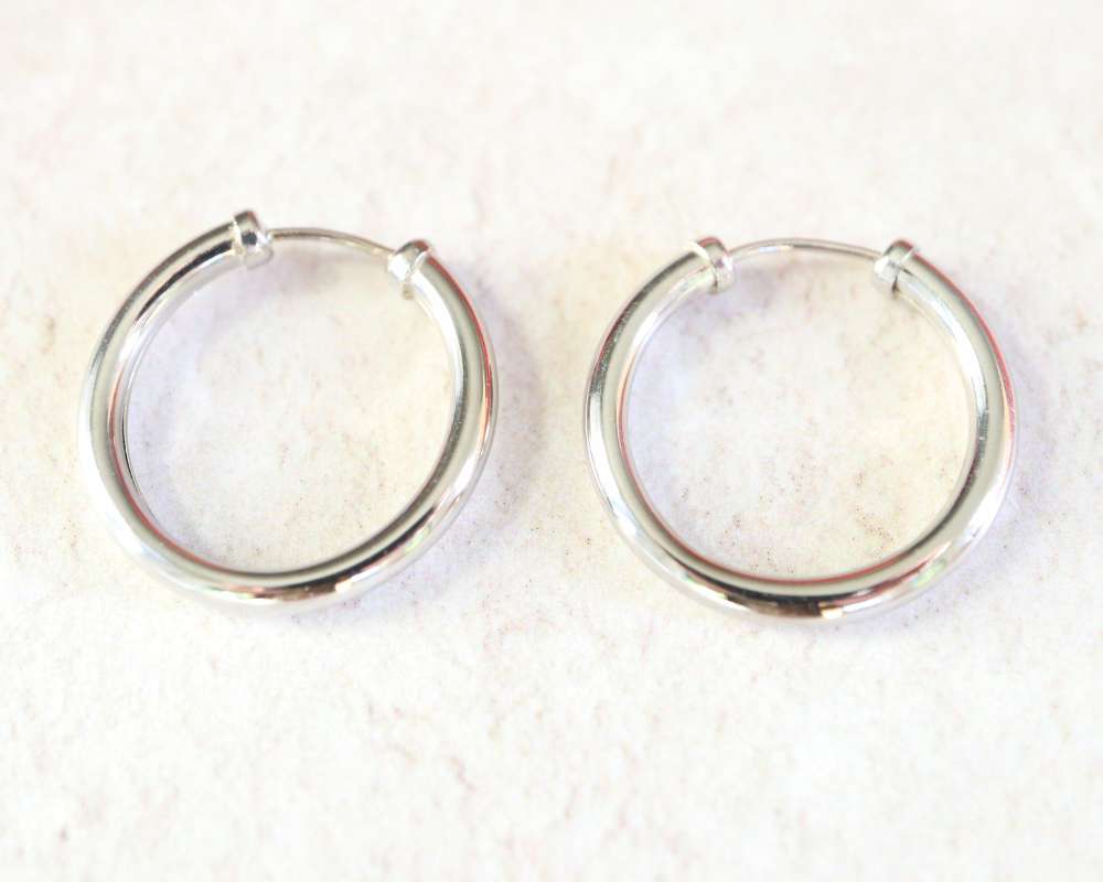 white gold capped hoop earrings - Carathea jewellers