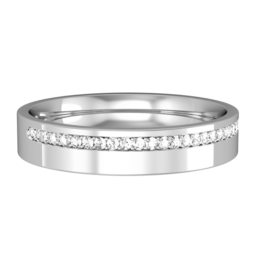 9ct White Gold Diamond Flat Wedding Ring