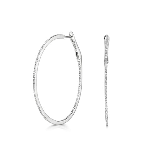 White Gold & Diamond Creole Hoop Earrings