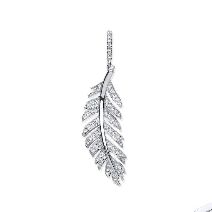 9ct White Gold and Diamond Feather Pendant Jewellery Carathea & Jools