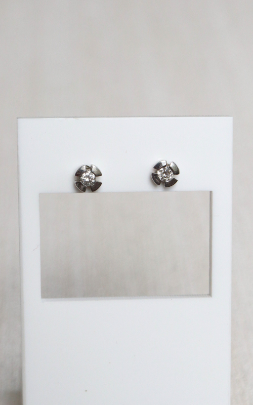 white gold flower earrings with diamonds - Carathea Jewellers