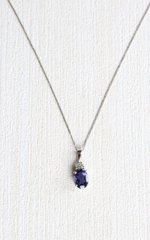 9ct White Gold Tanzanite & Diamond Pendant Necklaces & Pendants Carathea 