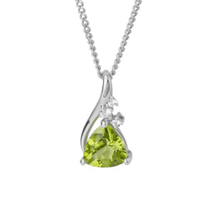 9ct White Gold Trillion Peridot & White Topaz Pendant