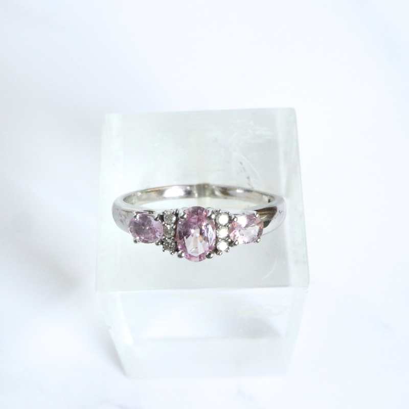 white gold pink sapphires and diamonds ring - Carathea jewellers