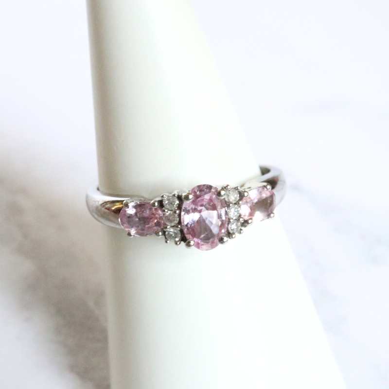 white gold pink sapphires and diamonds ring - Carathea jewellers