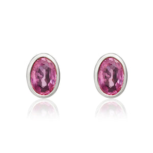 white gold oval pink sapphire stud earrings - Carathea jewellers