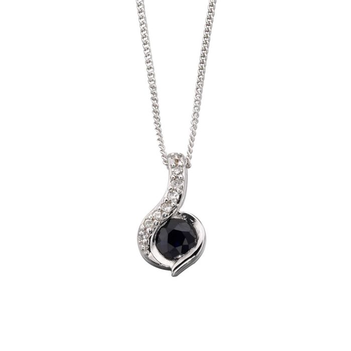 white gold sapphire & diamond pendant - Carathea jewellers