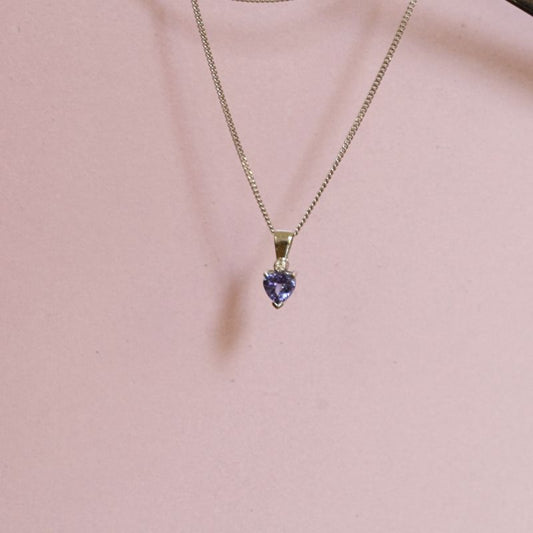 White gold tanzanite heart pendant with diamond - Carathea