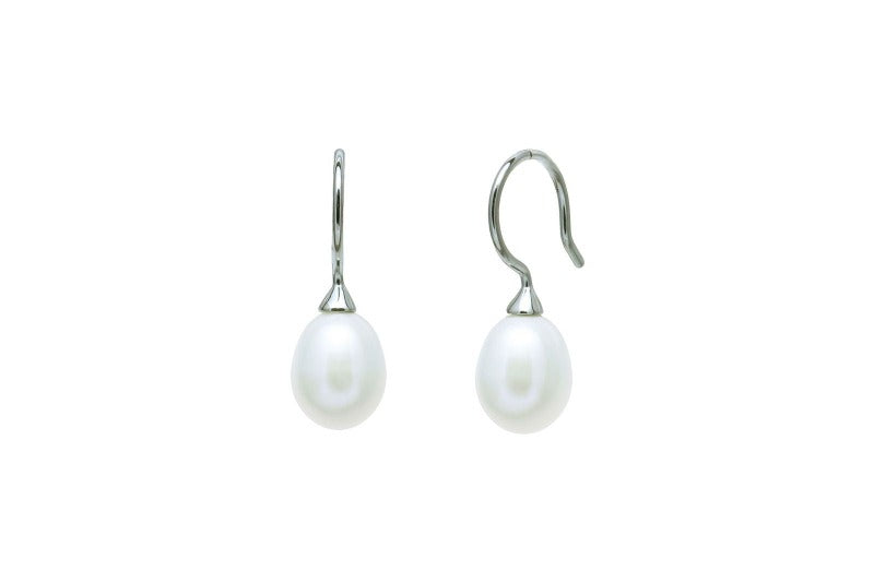 white teardrop pearl drop earrings - Carathea