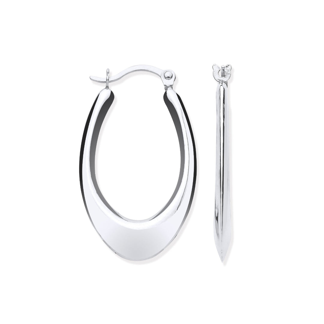 white gold tapered plain creole earrings - Carathea jewellers