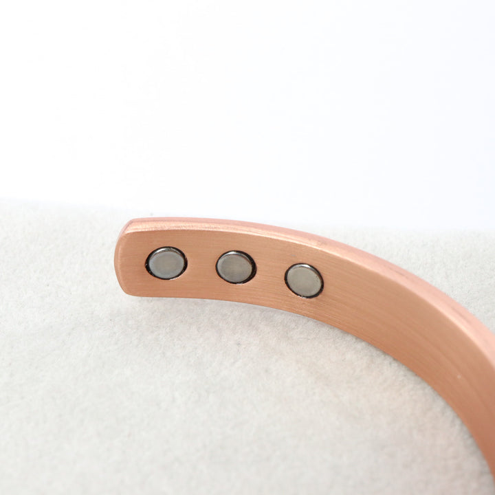 Wide Plain Copper Magnetic Bangle with Six Magnets