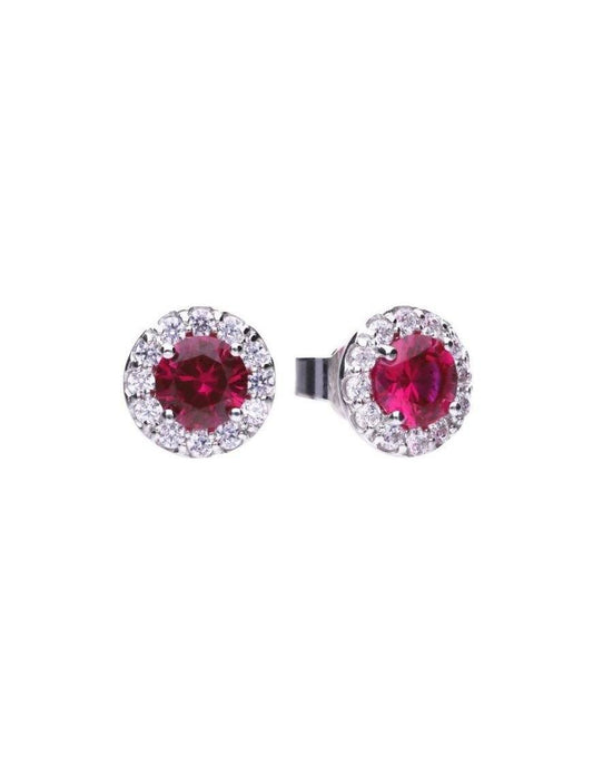 ZIRCONIA RED ROUND CLUSTER Earrings Carathea