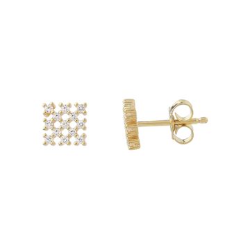 Gold Vermeil Cubic Zirconia Square Stud Earrings Jewellery Amazing Jewelry