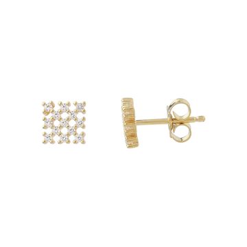 Gold Vermeil Cubic Zirconia Square Stud Earrings Jewellery Amazing Jewelry 
