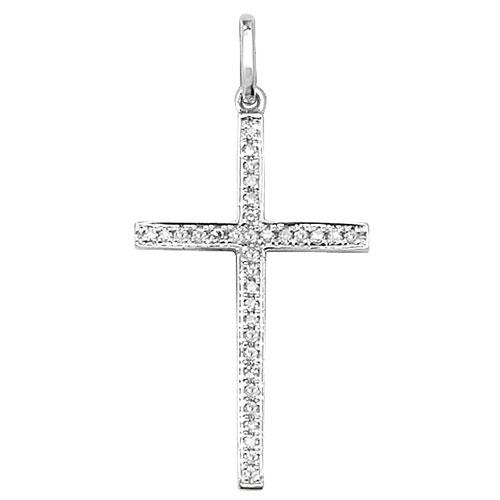 18ct White Gold Diamond Cross Pendant Necklaces & Pendants Treasure House Limited 