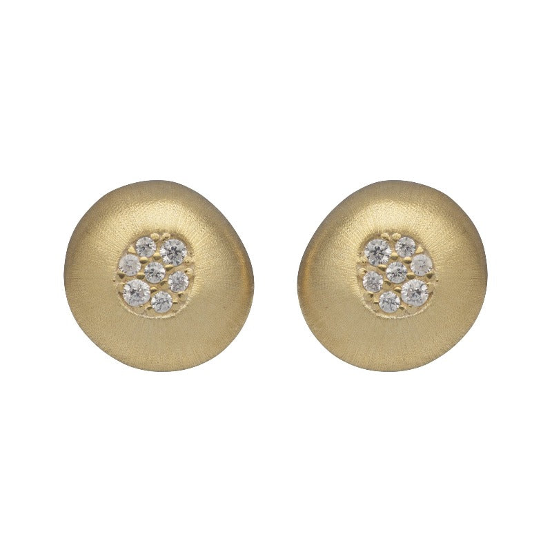 Brushed 18k Gold Plated Silver Earrings with CZ Earrings Unique 