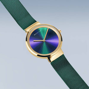 Bering ladies watch in green and gold with Milanese bracelet Watches Carathea