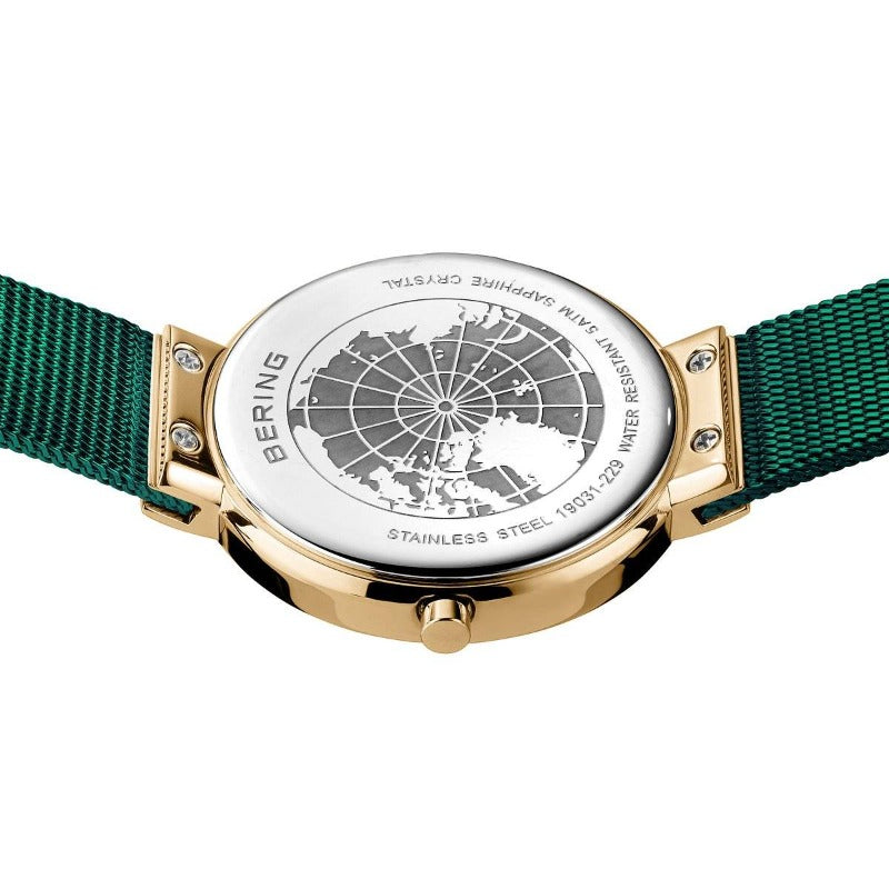 Bering ladies watch in green and gold with Milanese bracelet Watches Carathea