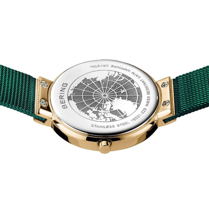 Bering ladies watch in green and gold with Milanese bracelet Watches Carathea
