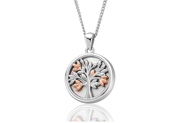 Clogau Gold Tree of Life Circle Pendant with Mother of Pearl 3SNTLCWP Necklaces & Pendants CLOGAU GOLD 