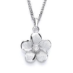 Silver Pendant with CZ Flower Jewellery C L Edwards
