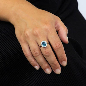 White Gold London Blue Topaz Cluster Ring Jewellery Carathea 