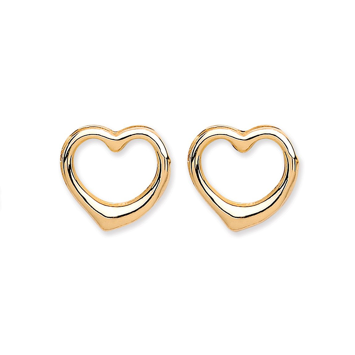 9ct Gold Open Heart Stud Earrings Jewellery Hanron 