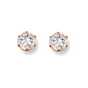 Gold CZ Stud Earrings 6 mm Jewellery Carathea 