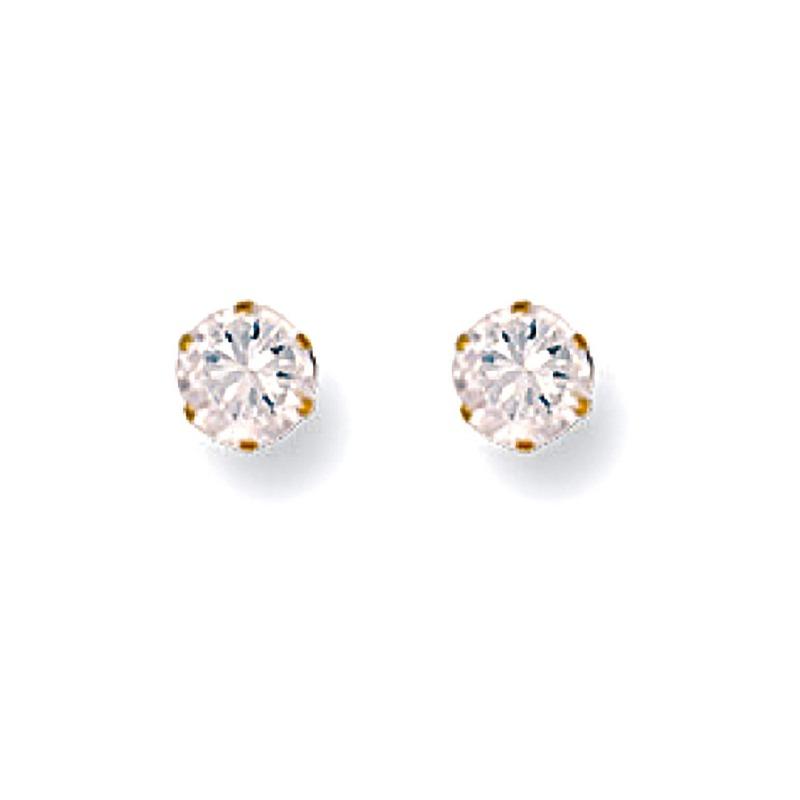 Gold CZ Stud Earrings 4 mm Jewellery Hanron