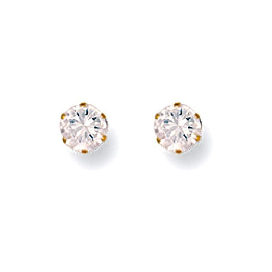 Gold CZ Stud Earrings 4 mm Jewellery Hanron 