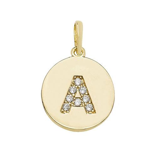 9ct Gold Disc Initial Pendant with Cubic Zirconia's Necklaces & Pendants Treasure House Limited A