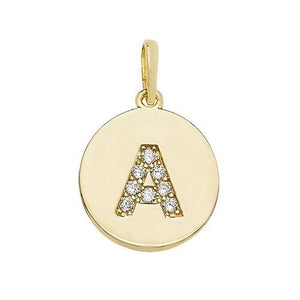 9ct Gold Disc Initial Pendant with Cubic Zirconia's Necklaces & Pendants Treasure House Limited A 