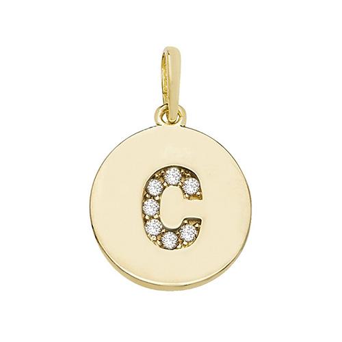 9ct Gold Disc Initial Pendant with Cubic Zirconia's Necklaces & Pendants Treasure House Limited C