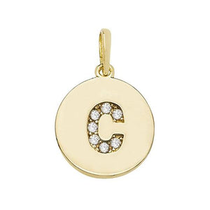 9ct Gold Disc Initial Pendant with Cubic Zirconia's Necklaces & Pendants Treasure House Limited C 