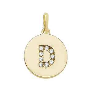 9ct Gold Disc Initial Pendant with Cubic Zirconia's Necklaces & Pendants Treasure House Limited D 