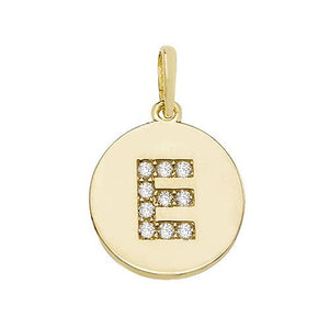 9ct Gold Disc Initial Pendant with Cubic Zirconia's Necklaces & Pendants Treasure House Limited E 