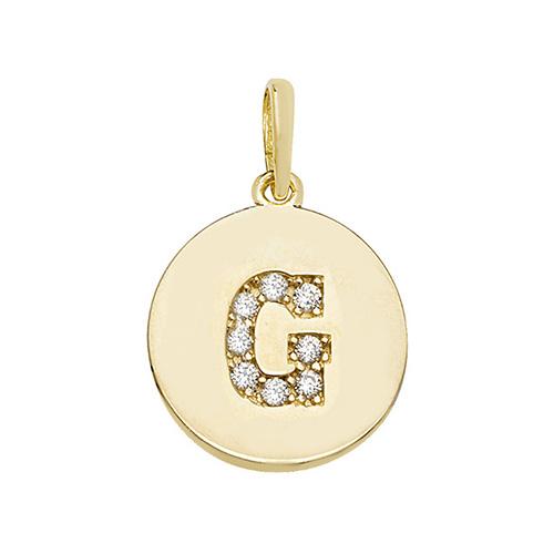 9ct Gold Disc Initial Pendant with Cubic Zirconia's Necklaces & Pendants Treasure House Limited G