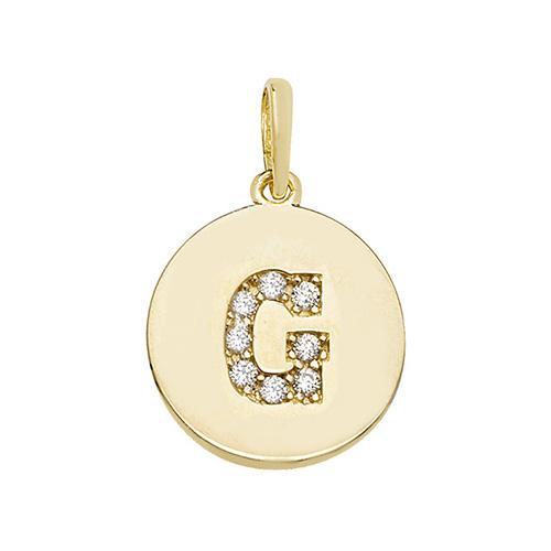 9ct Gold Disc Initial Pendant with Cubic Zirconia's Necklaces & Pendants Treasure House Limited G 