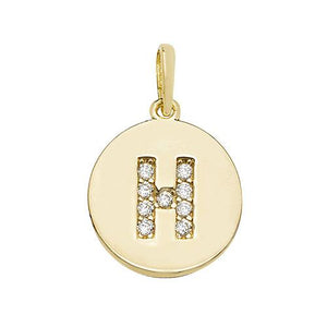 9ct Gold Disc Initial Pendant with Cubic Zirconia's Necklaces & Pendants Treasure House Limited H 