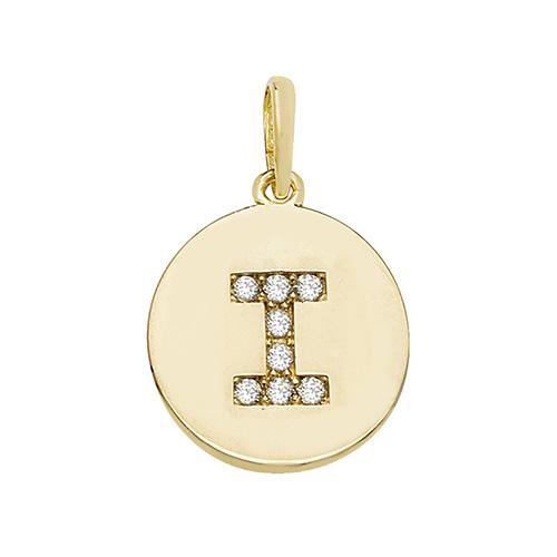 9ct Gold Disc Initial Pendant with Cubic Zirconia's Necklaces & Pendants Treasure House Limited I