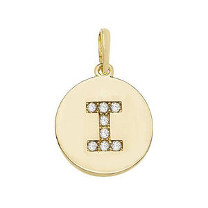 9ct Gold Disc Initial Pendant with Cubic Zirconia's Necklaces & Pendants Treasure House Limited I 