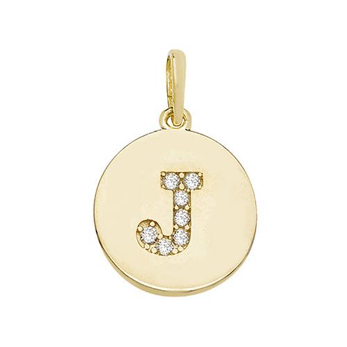 9ct Gold Disc Initial Pendant with Cubic Zirconia's Necklaces & Pendants Treasure House Limited J