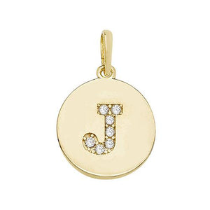 9ct Gold Disc Initial Pendant with Cubic Zirconia's Necklaces & Pendants Treasure House Limited J 